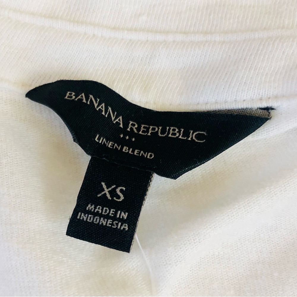 ◈SOLD◈ NWT Banana Republic Womens Linen Blend Polo V-Neck Top White NEW Size XS - Picture 7 of 13